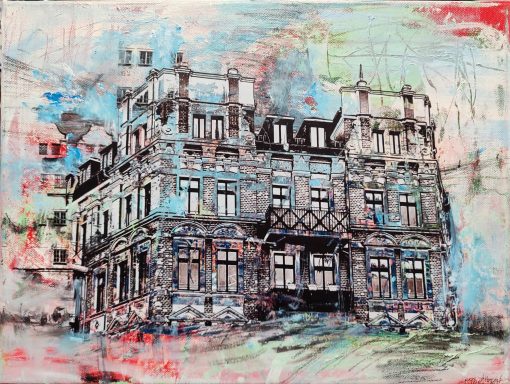 Bauwerk, Mischtechnik auf Leinwand