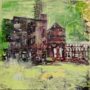 Fabrikruine, Mischtechnik auf Leinwand